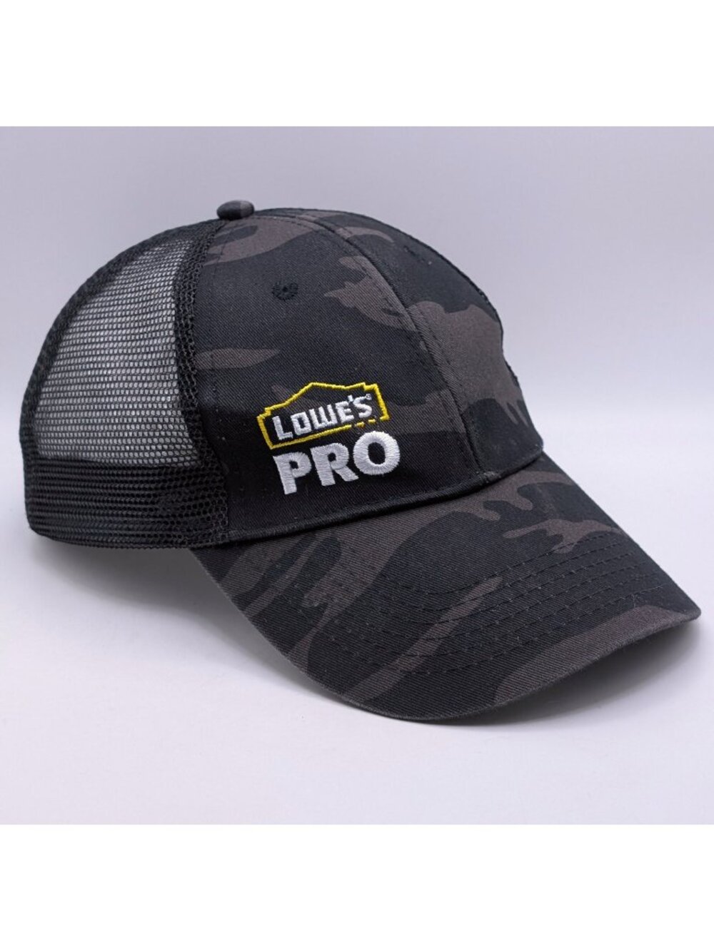 Lowe's Pro Hat Cap Adult Snapback  Camouflage Black Gray Mesh Camo Work Wear